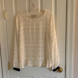 LOFT Ivory Blouse with Black Cuffs